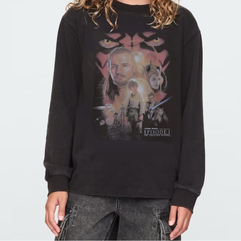 GAP Kids Black Star Wars Long Sleeve Tee Boys Size Large 10 NWT